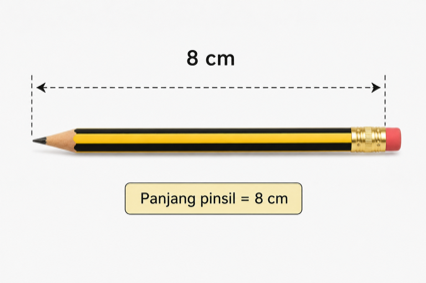 Panjang pensil diukur 8 cm